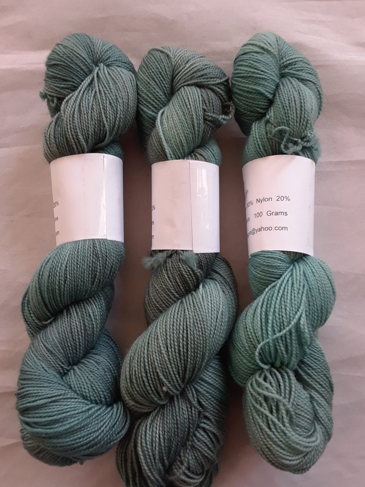 Hand dyed Teal Tonal Merino Nylon Yarn, Fingering Yarn Set of 3 skeins image 0
