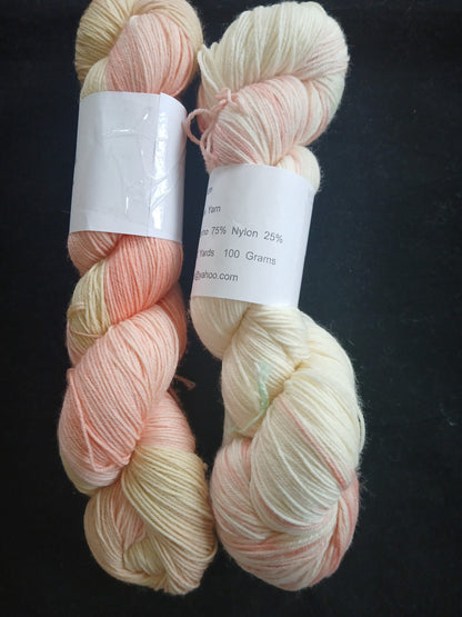 Hand dyed Yarn Peaches & Cream, Sock/ Fingering Yarn image 1