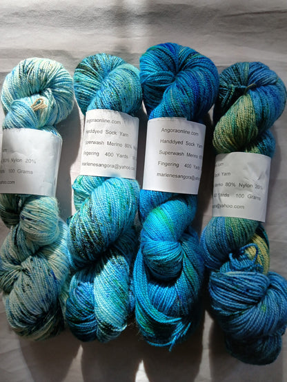 Mystic Waters | Hand dyed Variegated Merino Nylon Yarn | Fingering/ Sock Yarn image 1