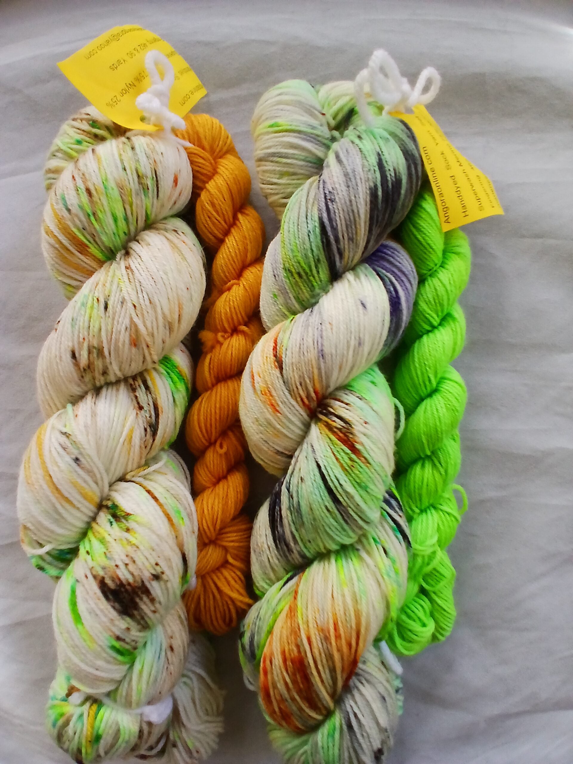 Neon lights Sock Yarn Set - Hand dyed Yarn Fingering Yarn image 2