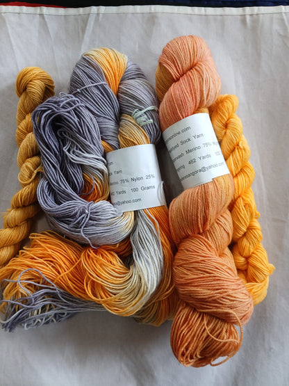 Hand Dyed Sock Yarn Set, variegated color, Superwash Merino Nylon Fingering Weight 100g & 20g mini image 2