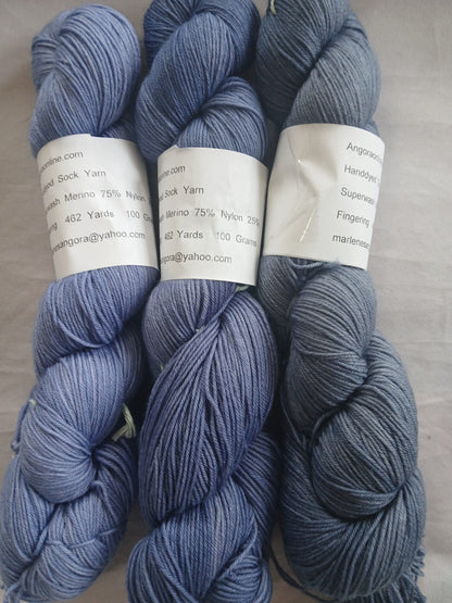 Amethyst - Hand dyed Yarn / Handdyed Yarn, Sock Yarn, Wool Yarn, Dark Periwinkle Blue - 75/25 Superwash Merino and Nylon – Fingering Weight -100g image 0