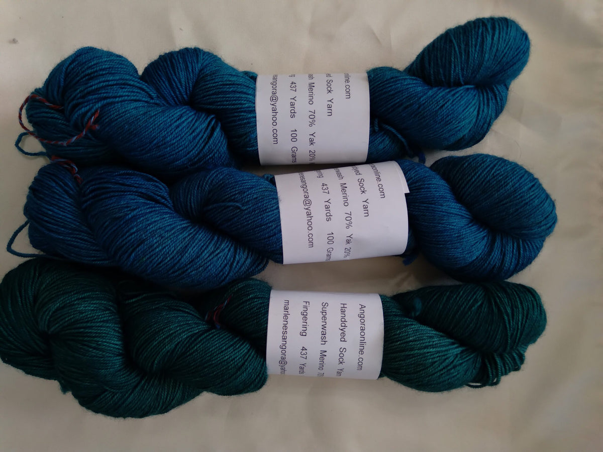 Hand dyed Yak and Merino Yarn in shades of blue, Calm Seas sock yarn image 0