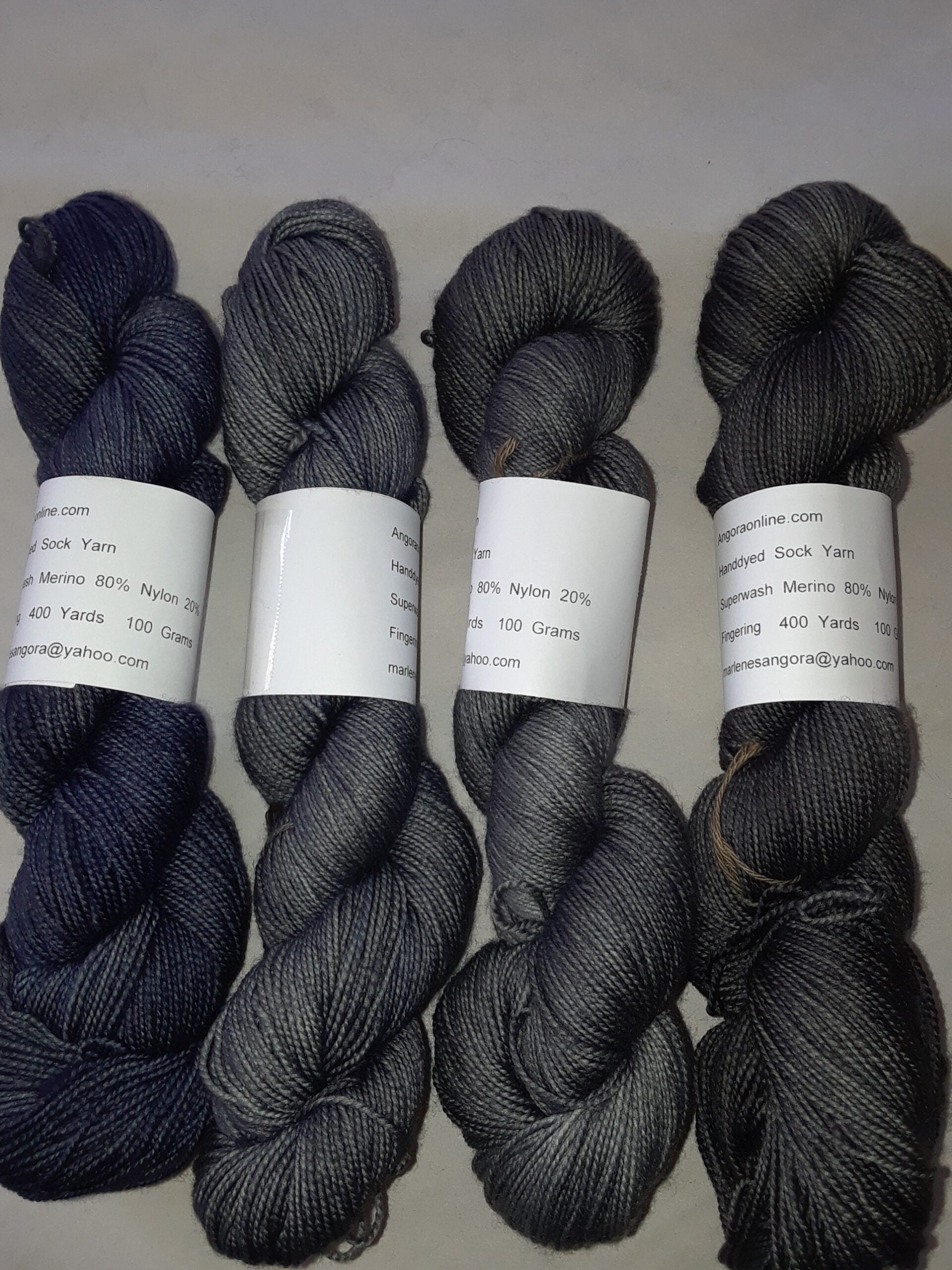 Hand dyed Yarn Shades of Gray yarn Sock/ Fingering image 0