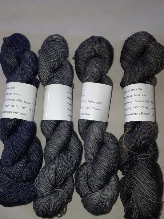 Hand dyed Yarn Shades of Gray yarn Sock/ Fingering image 0