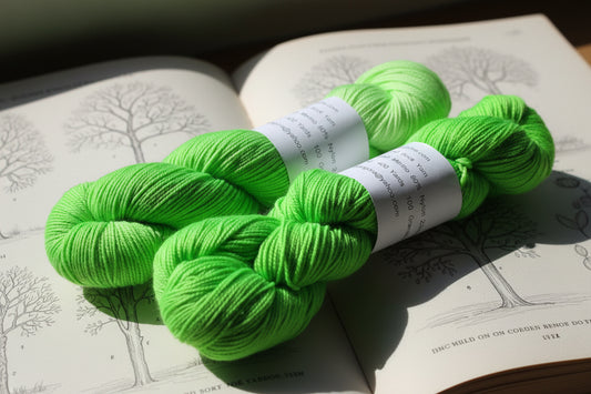 Hand dyed Yarn Neon Green Sock Yarn Sock/ Fingering Yarn image 1