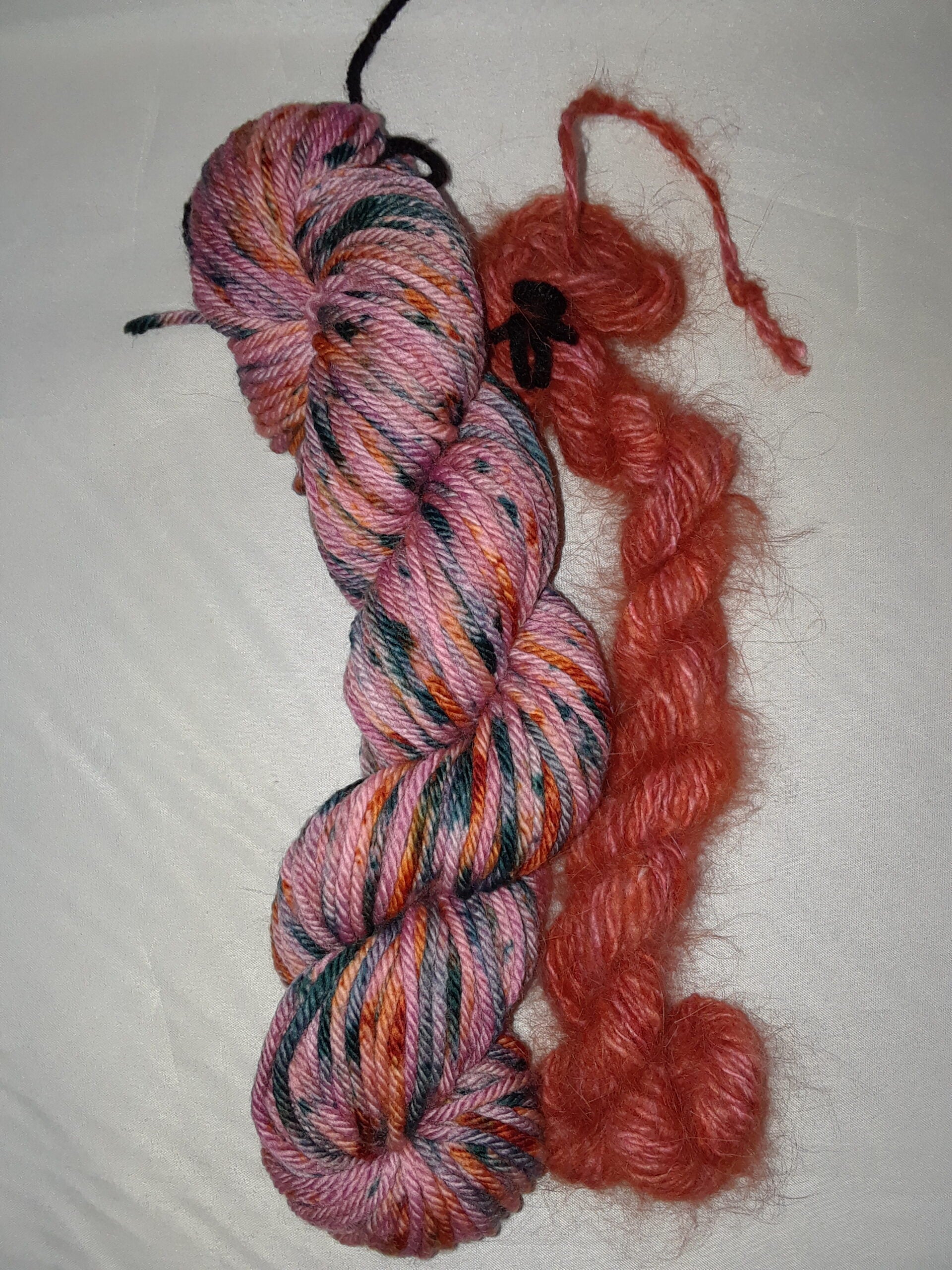 Angora Rim Hat Kit Knitted Orange and pink Hat Kit image 0