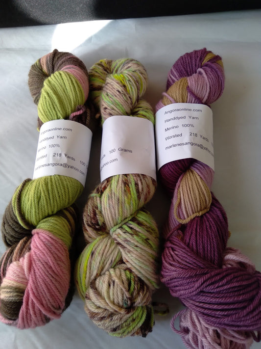 Hand Dyed SW Merino Yarn, Worsted, 218 yd. image 0