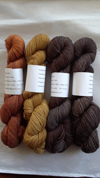 Hand dyed Yarn, Tonal Merino Nylon Yarn, Brown Sock Fingering Weight Yarn image 0