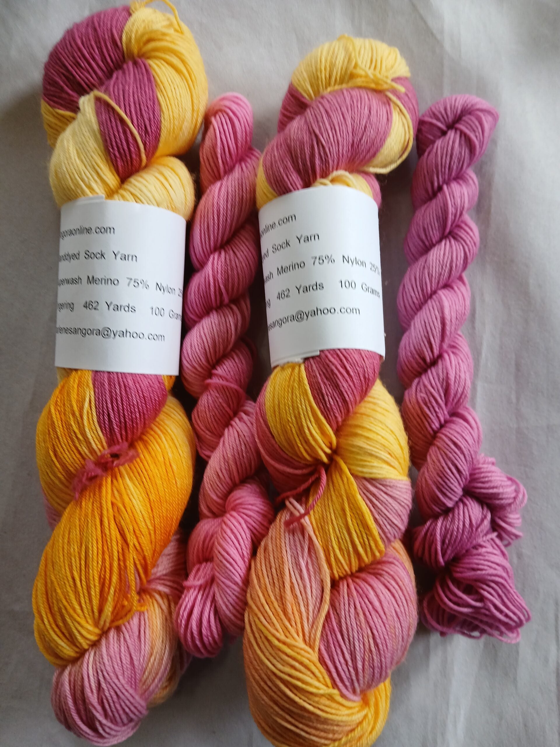Hand Dyed Sock Yarn Set, Mauve Pink variegated color, Superwash Merino Nylon Fingering Weight 100g & 20g mini image 0