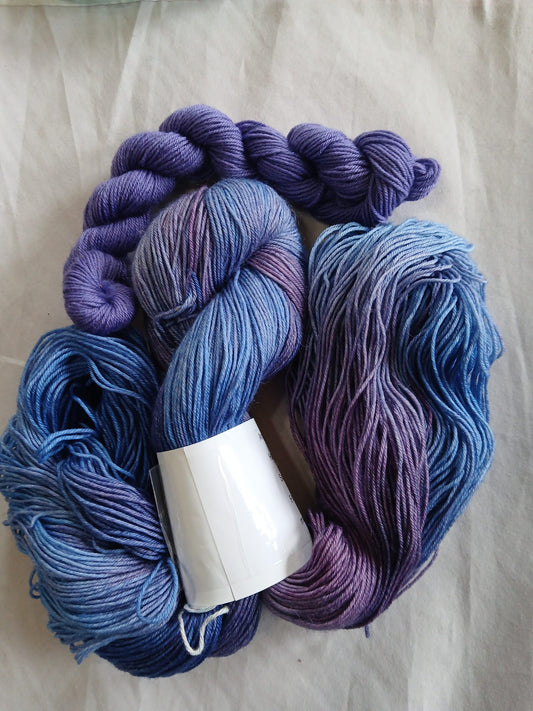 Hand Dyed Sock Yarn Set, variegated color, Superwash Merino Nylon Fingering Weight 100g & 20g mini image 0