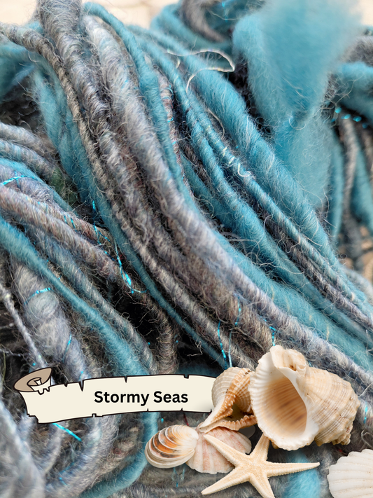 Handspun Corespun Merino Silk Art Yarn - Thick N Thin, Bulky Weight, Corespun -