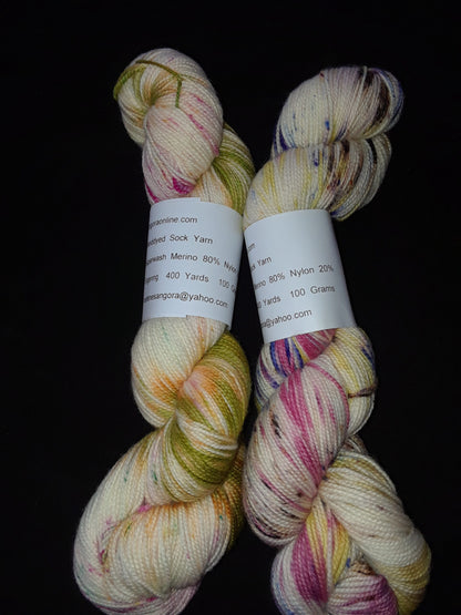 Hand dyed Yarn, Super Speckled Merino Nylon Yarn, Sock Fingering Weight Yarn image 2