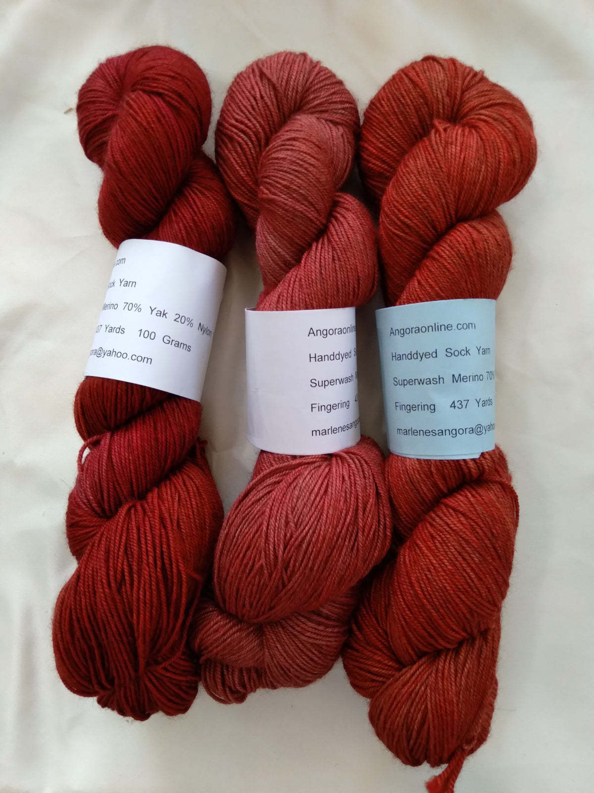 Hand dyed Yak Merino Sock Yarn Tonal Solid Rust Yak Yarn image 1