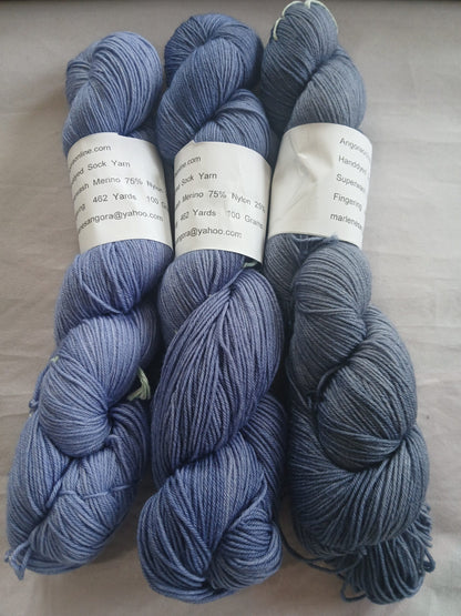 Amethyst - Hand dyed Yarn / Handdyed Yarn, Sock Yarn, Wool Yarn, Dark Periwinkle Blue - 75/25 Superwash Merino and Nylon – Fingering Weight -100g image 2