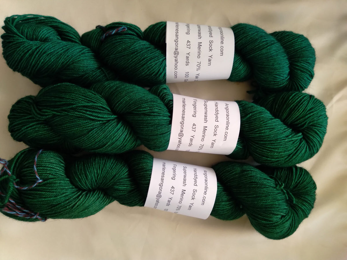 Hand dyed Yak, Dark Emerald Green Sock Yarn image 0