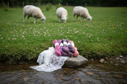 Baby Alpaca Silk Skeins by Stream with Merino Sheep