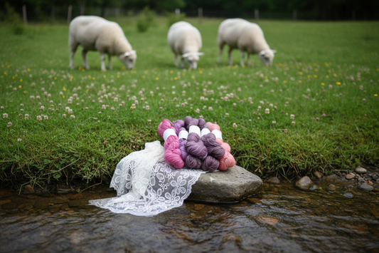 Baby Alpaca Silk Skeins by Stream with Merino Sheep