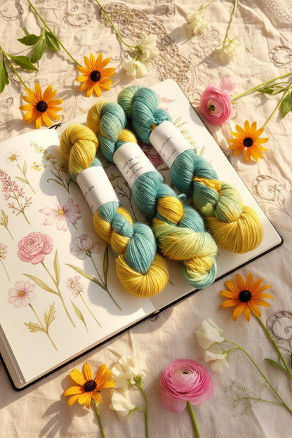 Baby Alpaca Wool Silk Skeins on Wildflower Sketchbook