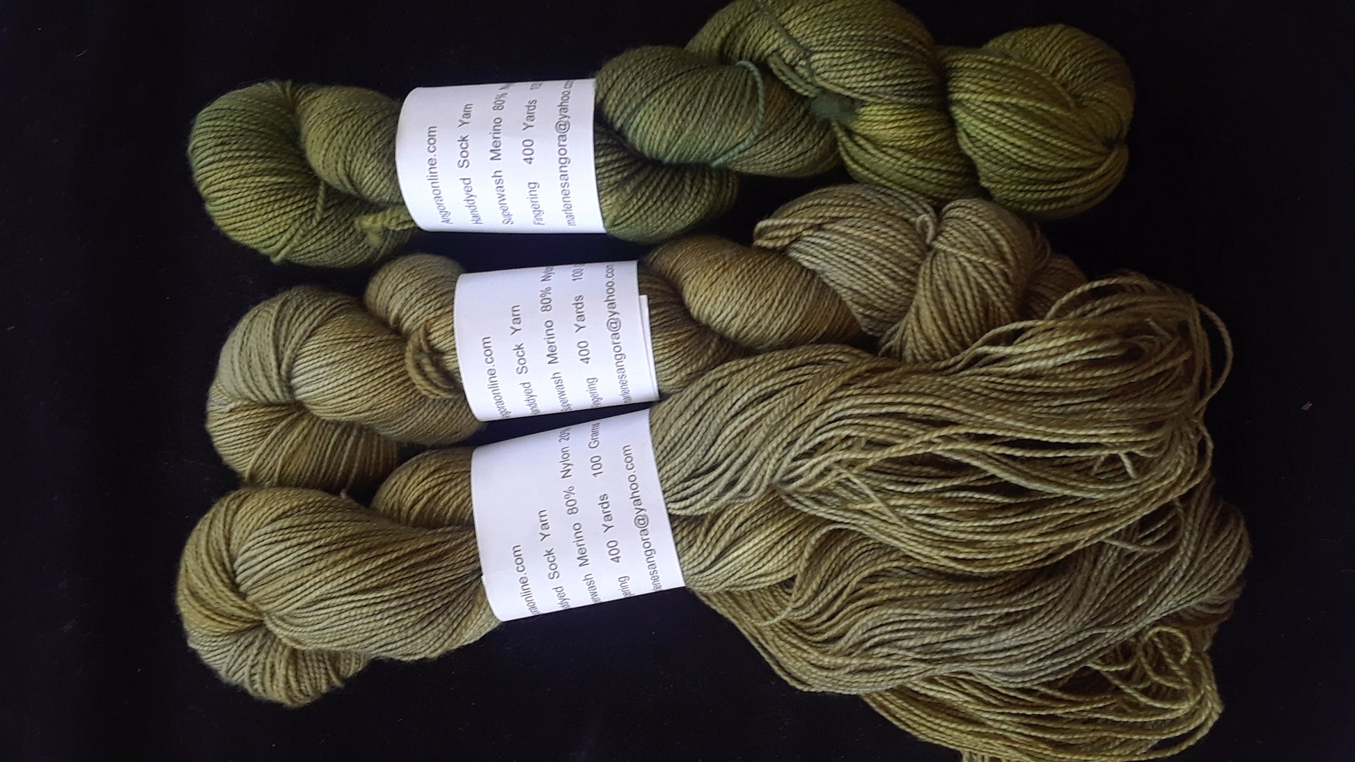 Hand dyed Yarn, Variegated Tonal Merino Nylon Yarn, Dark and Olive Green Sock Fingering Weight Yarn image 0