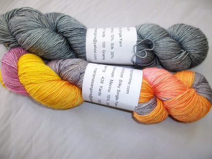 Hand Dyed 70% Merino 30% Silk Yarn, 438 Yd 100g image 1