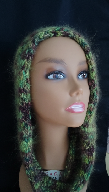 Brightened Hand-Knit Angora Cowl