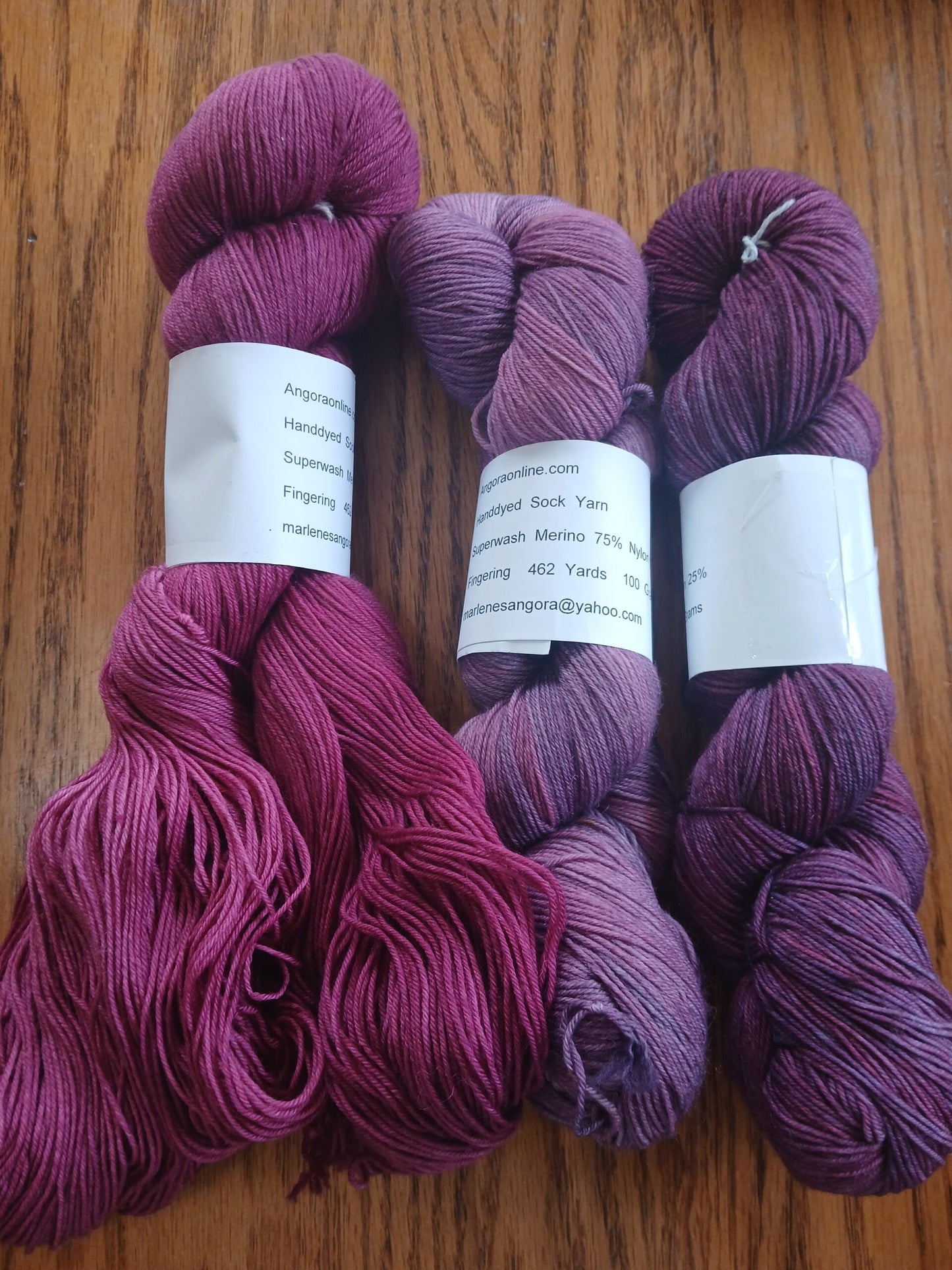 Variegated Fingering Weight Superwash Merino Sock Yarn - Hand Dyed Purple Plum & Magenta image 2