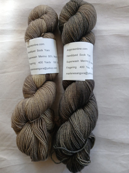Hand dyed Yarn Tonal Brown & Beige Sock Yarn Sock/ Fingering Yarn image 0