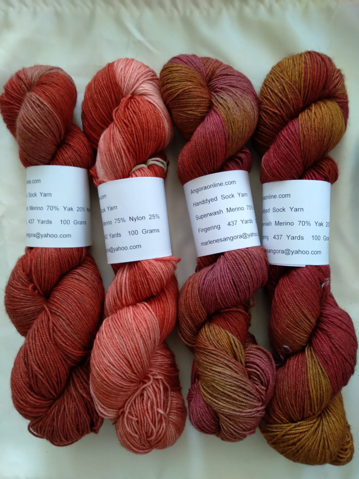 Hand dyed SW 70% Merino 20% Yak 10% Nylon Yarn, 437 yd. Clay Yak Yarn image 1