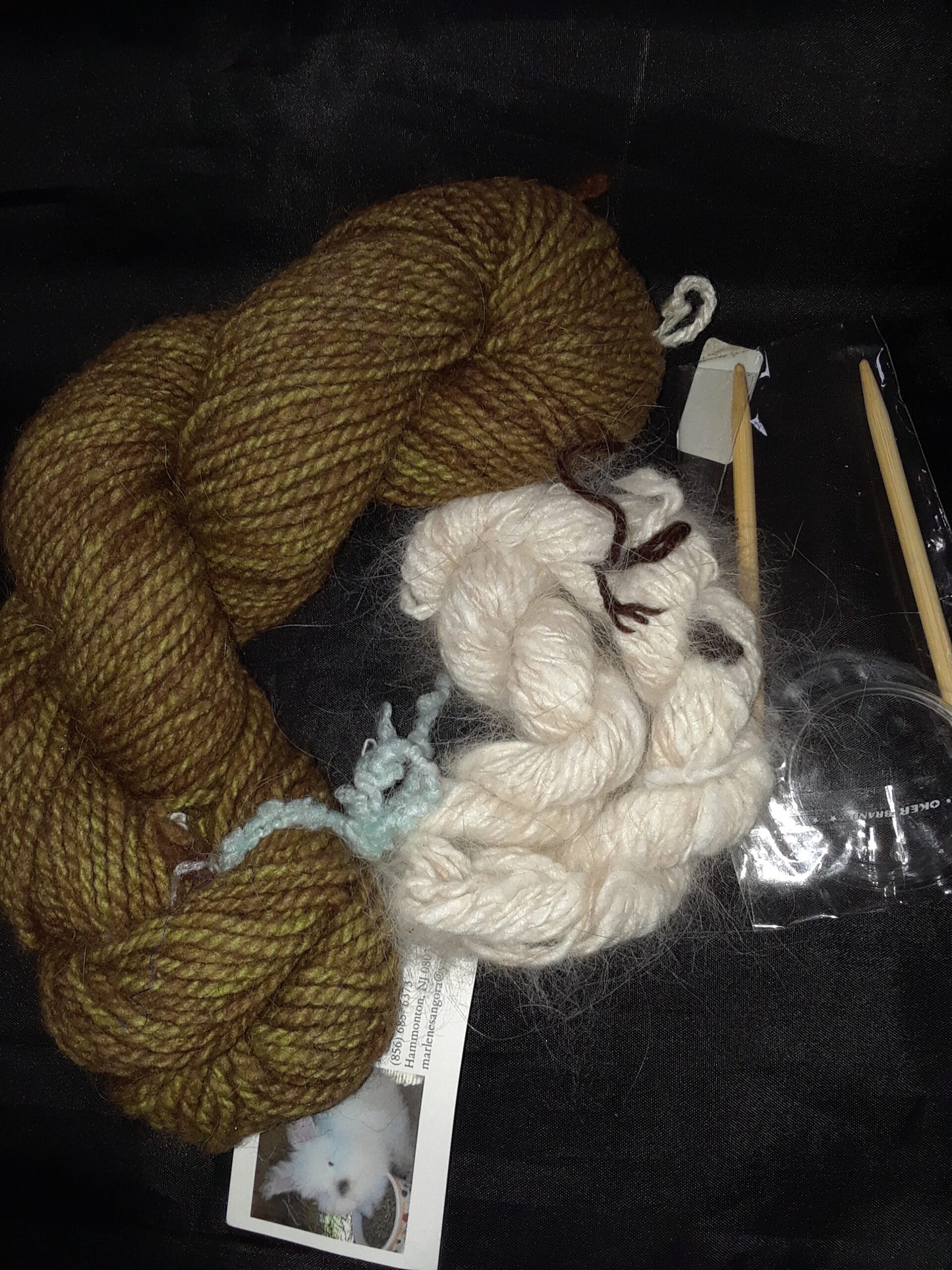 Angora Rim Green Hat Kit Knitted Olive Hat Kit image 0