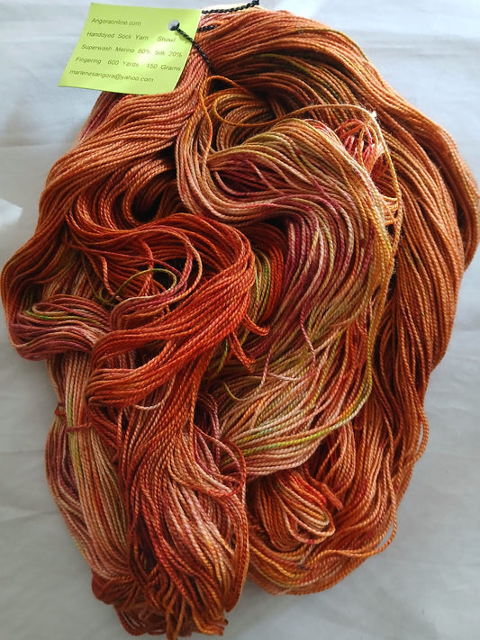Autumn Leaves, Hand dyed Super Wash Merino Silk Yarn image 0