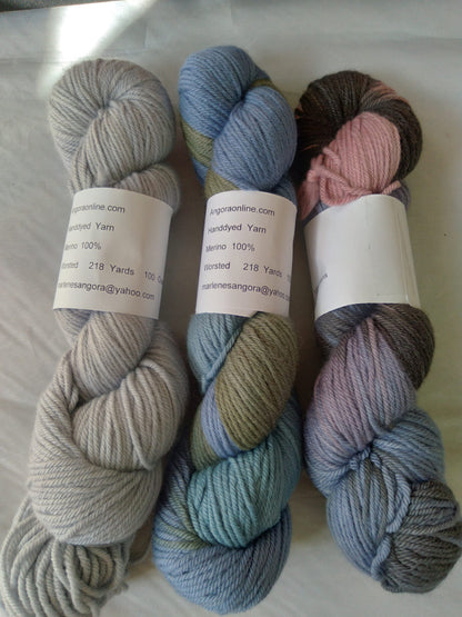 Hand Dyed SW Merino Yarn, Worsted, 218 yd. image 0