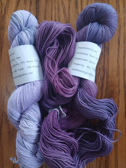 Hand dyed Yarn, Purple & Lilac Color Yarn, Sock/ Fingering Yarn image 0