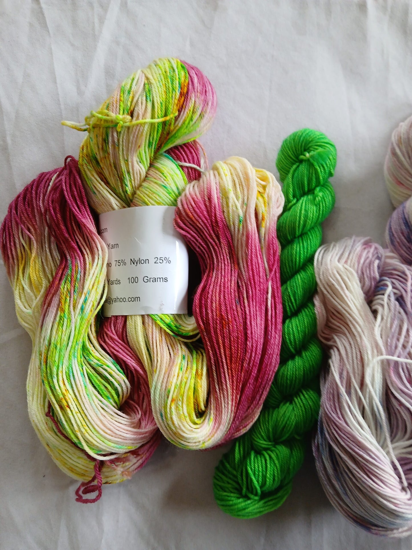 Hand Dyed Sock Yarn Set, Hand Painted, Superwash Merino Nylon Fingering Weight 100g & 20g mini image 2