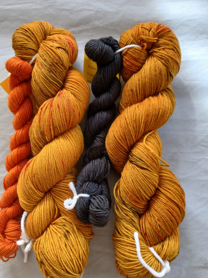 Old Crow's Gold Sock Yarn Set - Hand dyed Yarn Fingering Yarn image 2