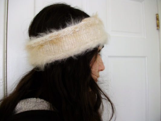 Angora Ear warmer Head band made with 100% Angora in Natural colors image 0