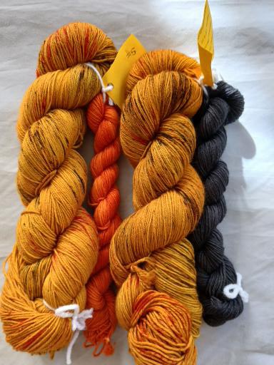 Old Crow's Gold Sock Yarn Set - Hand dyed Yarn Fingering Yarn image 0