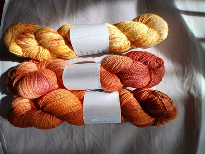 Hand Dyed Variegated Fall Yarn, Fingering/ Sock SW Merino Yarn image 1