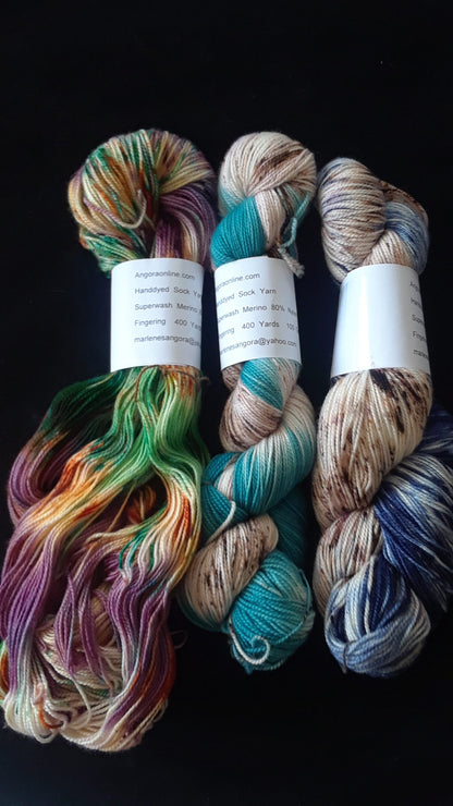 Hand Dyed Speckled Sock, Fingering Weight Yarn, Superwash Merino Nylon image 1