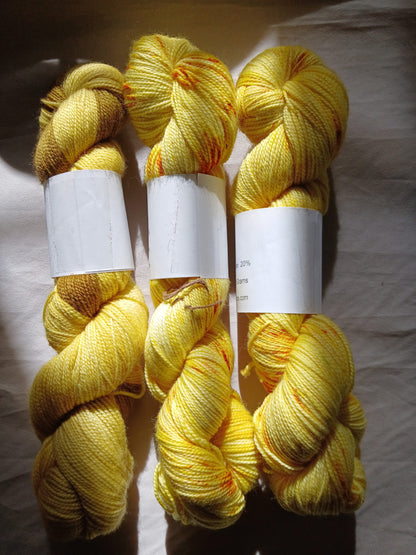 Hand dyed Variegated Yarn Yellow Sock Yarn Sock/ Fingering Yarn image 1