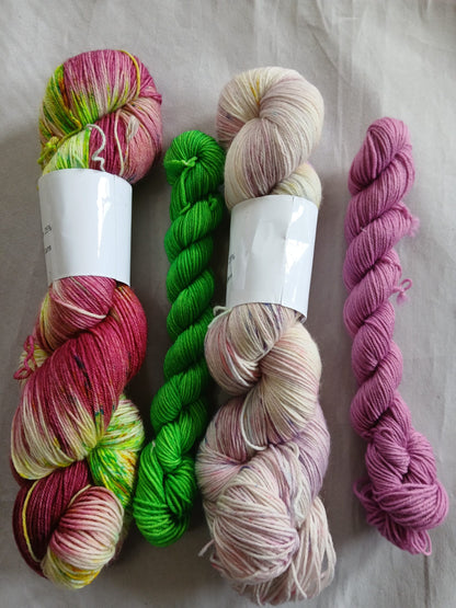 Hand Dyed Sock Yarn Set, Hand Painted, Superwash Merino Nylon Fingering Weight 100g & 20g mini image 1