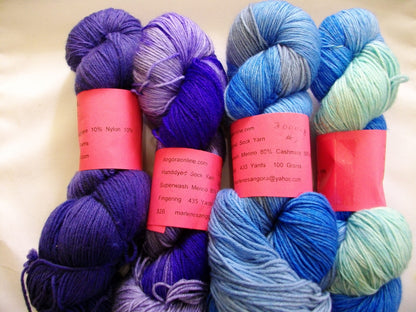 Hand Dyed MCN, Fingering Sock Yarn, Superwash, Hand Painted Merino Cashmere, Indie Dyer image 1