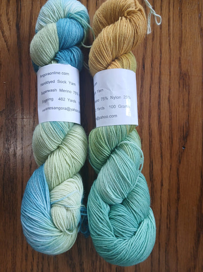 Hand dyed Yarn, Sunset by the Sea Yarn, Sock/ Fingering Yarn image 1