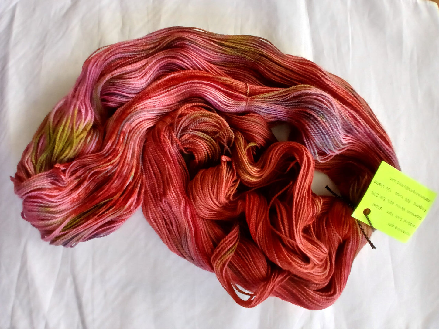 Hand Dyed Yarn, SW 80% Merino/ 20% Silk Yarn, 600 yd 150g image 1