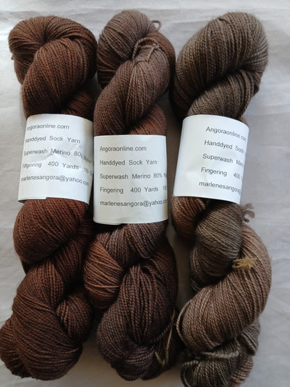 Hand dyed Yarn Dark Brown Sock Yarn Sock/ Fingering Yarn image 0