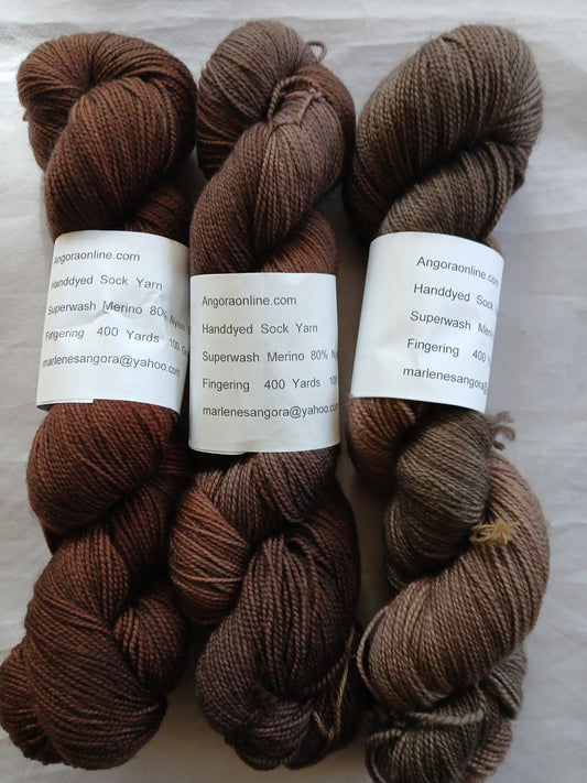 Hand dyed Yarn Dark Brown Sock Yarn Sock/ Fingering Yarn image 0