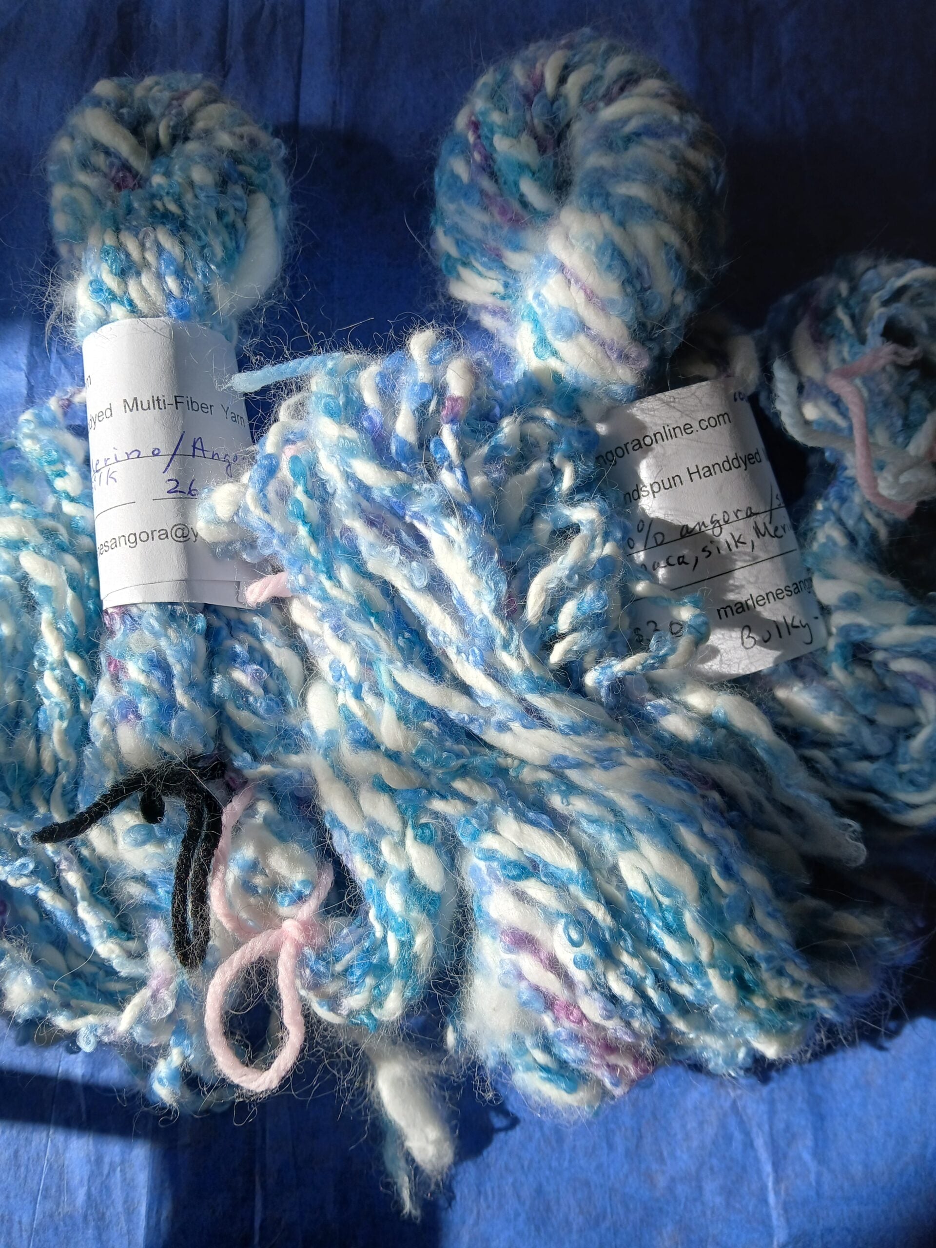 Handspun Yarn Hand dyed Angora Yarn, Bulky image 4