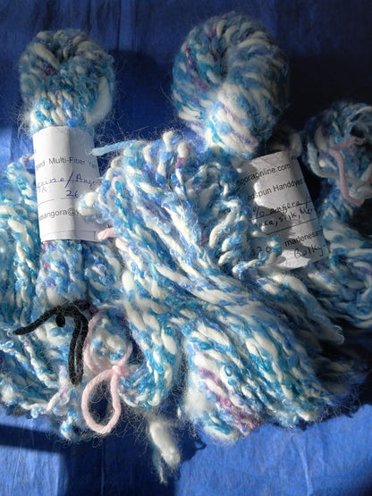 Handspun Yarn Hand dyed Angora Yarn, Bulky image 4
