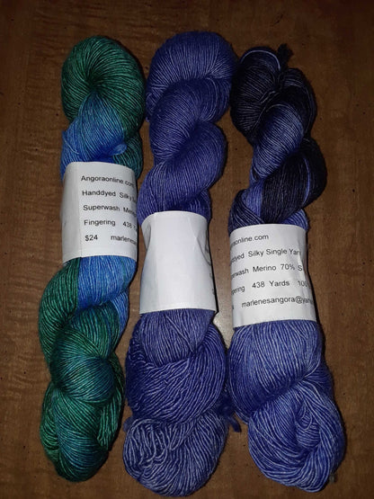 Hand Dyed 70% Merino 30% Silk Yarn, 438 Yd 100g image 1