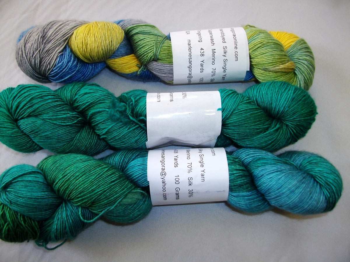 Hand Dyed 70% Merino 30% Silk Yarn, 438 Yd 100g image 2